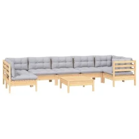 8-piece garden furniture set and gray pine wood cushions by vidaXL, Garden sets - Ref: Foro24-3096435, Price: 595,80 €, Disco...