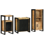 Juego de muebles de baño 3 pcs Marrón Madera de mango maciza