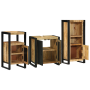 Juego de muebles de baño 3 pcs Marrón Madera de mango maciza