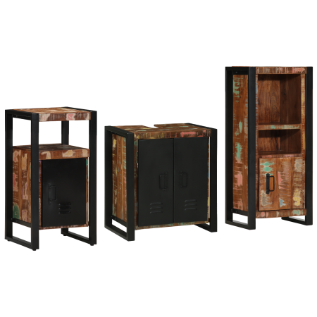 Juego de muebles de baño 3 pcs Madera reciclada maciza