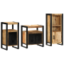 Juego de muebles de baño 3 pcs Marrón Madera de mango maciza