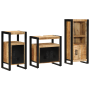 Juego de muebles de baño 3 pcs Marrón Madera de mango maciza