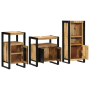 Juego de muebles de baño 3 pcs Marrón Madera de mango maciza