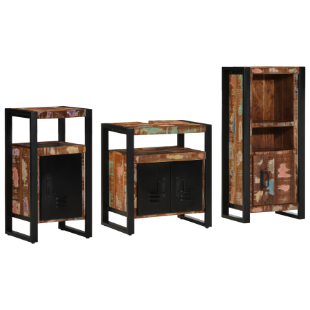 Juego de muebles de baño 3 pcs Madera reciclada maciza