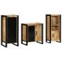Juego de muebles de baño 3 pcs Marrón Madera de mango maciza