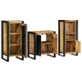 Juego de muebles de baño 3 pcs Marrón Madera de mango maciza
