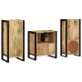 Juego de muebles de baño 3 pcs Marrón Madera de mango maciza