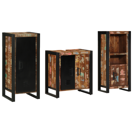 Juego de muebles de baño 3 pcs Madera reciclada maciza