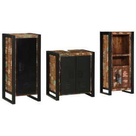 Juego de muebles de baño 3 pcs Madera reciclada maciza