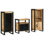Juego de muebles de baño 3 pcs Marrón Madera de mango maciza