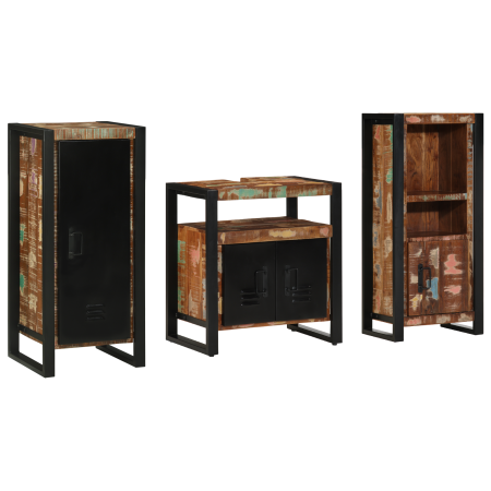 Juego de muebles de baño 3 pcs Madera reciclada maciza