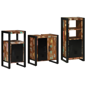 Juego de muebles de baño 3 pcs Madera reciclada maciza