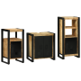 Juego de muebles de baño 3 pcs Marrón Madera de mango maciza