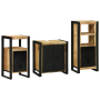 Juego de muebles de baño 3 pcs Marrón Madera de mango maciza