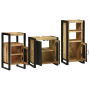 Juego de muebles de baño 3 pcs Marrón Madera de mango maciza