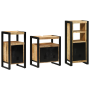 Juego de muebles de baño 3 pcs Marrón Madera de mango maciza