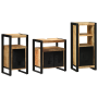 Juego de muebles de baño 3 pcs Marrón Madera de mango maciza