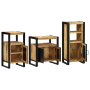 Juego de muebles de baño 3 pcs Marrón Madera de mango maciza