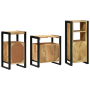Juego de muebles de baño 3 pcs Marrón Madera de mango maciza