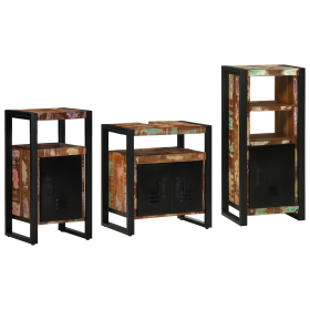 Juego de muebles de baño 3 pcs Madera reciclada maciza
