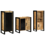 Juego de muebles de baño 3 pcs Marrón Madera de mango maciza