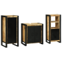 Juego de muebles de baño 3 pcs Marrón Madera de mango maciza