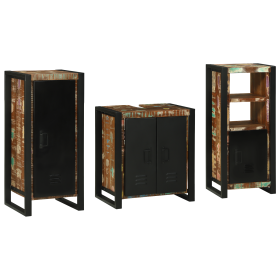 Juego de muebles de baño 3 pcs Madera reciclada maciza