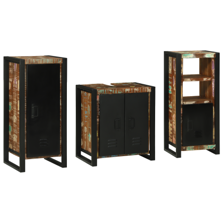 Juego de muebles de baño 3 pcs Madera reciclada maciza