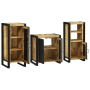 Juego de muebles de baño 3 pcs Marrón Madera de mango maciza