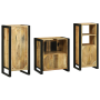Juego de muebles de baño 3 pcs Marrón Madera de mango maciza