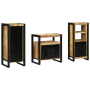 Juego de muebles de baño 3 pcs Marrón Madera de mango maciza