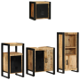Juego de muebles de baño 4 pcs Marrón Madera de mango maciza