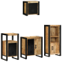 Juego de muebles de baño 4 pcs Marrón Madera de mango maciza