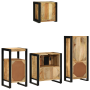 Juego de muebles de baño 4 pcs Marrón Madera de mango maciza