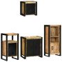 Juego de muebles de baño 4 pcs Marrón Madera de mango maciza