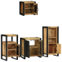 Juego de muebles de baño 4 pcs Marrón Madera de mango maciza