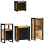 Juego de muebles de baño 4 pcs Marrón Madera de mango maciza