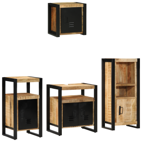 Juego de muebles de baño 4 pcs Marrón Madera de mango maciza
