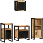 Juego de muebles de baño 4 pcs Marrón Madera de mango maciza