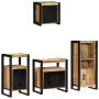 Juego de muebles de baño 4 pcs Marrón Madera de mango maciza