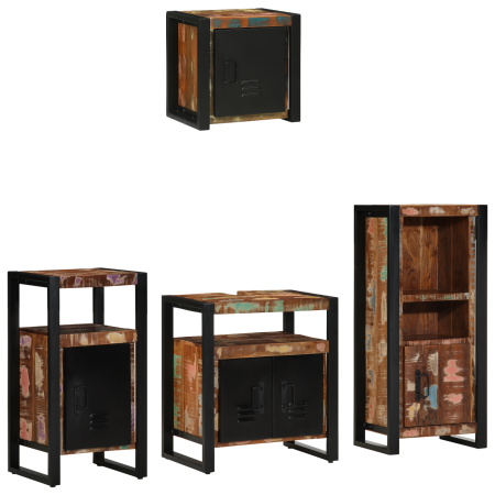 Juego de muebles de baño 4 pcs Madera reciclada maciza