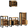 Juego de muebles de baño 4 pcs Marrón Madera de mango maciza