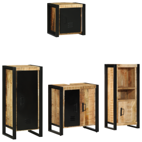 Juego de muebles de baño 4 pcs Marrón Madera de mango maciza