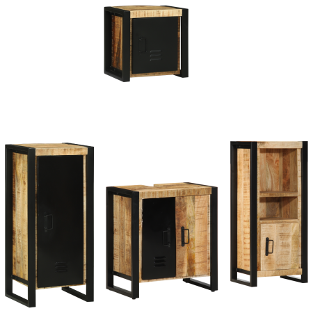 Juego de muebles de baño 4 pcs Marrón Madera de mango maciza