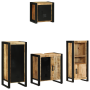 Juego de muebles de baño 4 pcs Marrón Madera de mango maciza