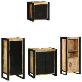 Juego de muebles de baño 4 pcs Marrón Madera de mango maciza