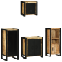 Juego de muebles de baño 4 pcs Marrón Madera de mango maciza