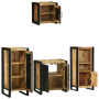 Juego de muebles de baño 4 pcs Marrón Madera de mango maciza