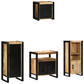 Juego de muebles de baño 4 pcs Marrón Madera de mango maciza