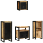 Juego de muebles de baño 4 pcs Marrón Madera de mango maciza